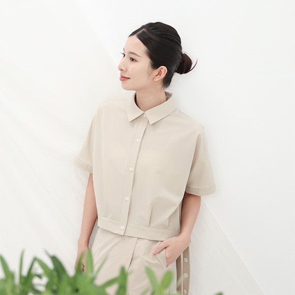 Erya_爾雅條帶襯衫_卡其 