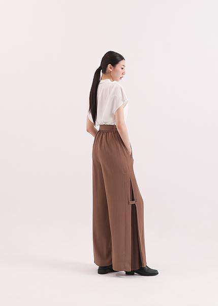 Wuyin_無垠百褶寬褲_棕 