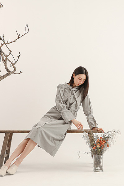 Graceful_曼妙綁帶洋裝_灰 