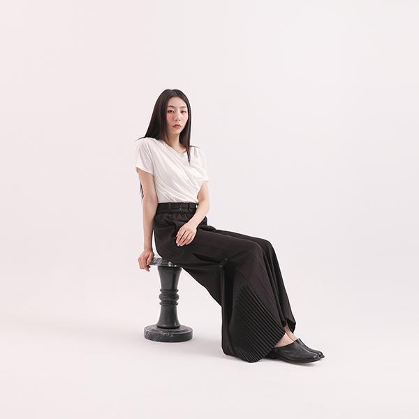 Yanqing_淵清皺褶上衣_白 