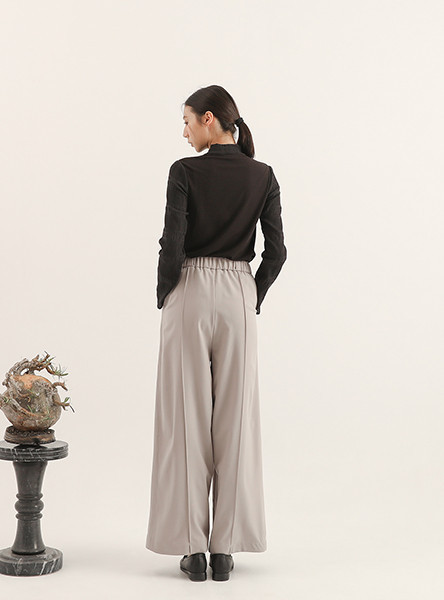 Meander_曲徑剪接長褲_灰 