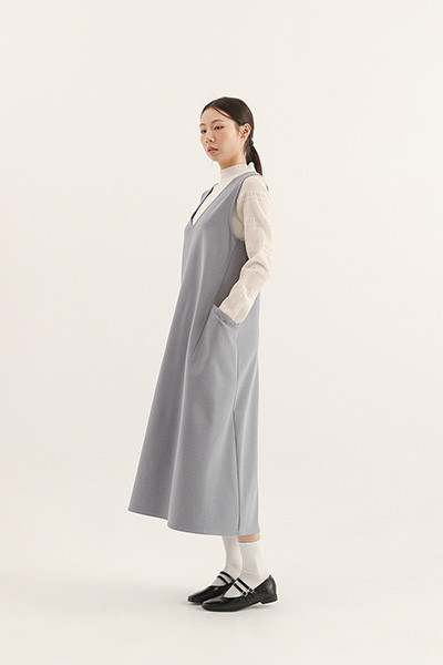 Dayrest_余暇剪接背心洋裝_淺藍 