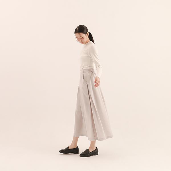 Jiban_羈絆褶片開衩裙_淺灰 