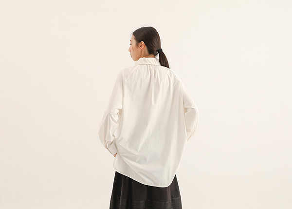 AlmondBlossoms_杏花長版襯衫_白 