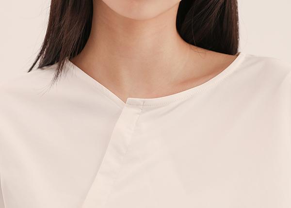 Qianyu_千羽造型褶片上衣_白 