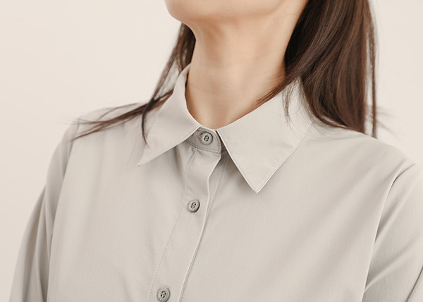 Serica_絲縷抓褶襯衫_水泥灰 