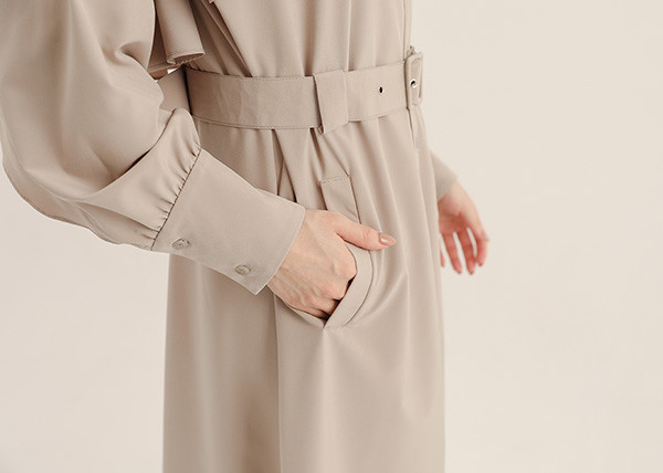 Feifei_飛飛荷葉洋裝_ 卡其 