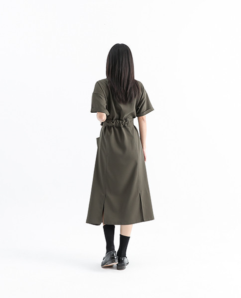 Tiaoyue_跳躍襯衫洋裝_軍綠 