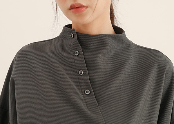 Jiaozhi_交織褶片上衣_灰藍 