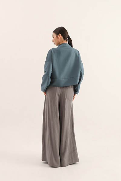 Jiaozhi_交織褶片上衣_天藍 