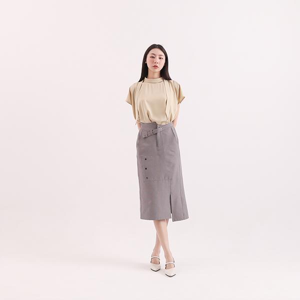 Chunmian_春眠立領變化上衣_芥末黃 