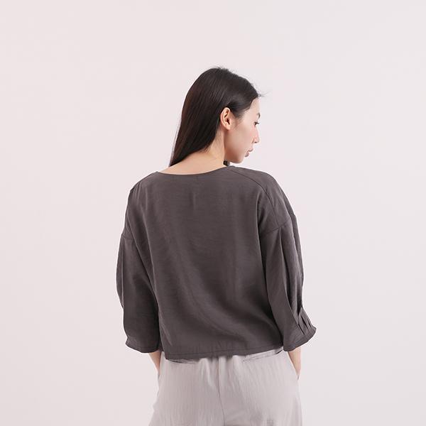 Xuyu_須臾褶片上衣_深灰 