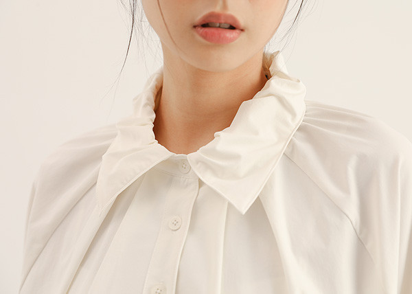 AlmondBlossoms_杏花長版襯衫_白 