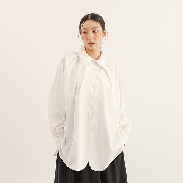 AlmondBlossoms_杏花長版襯衫_白 