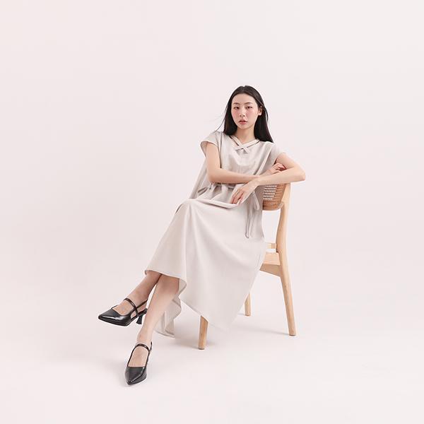 Xiyue_溪月綁帶洋裝_卡其 