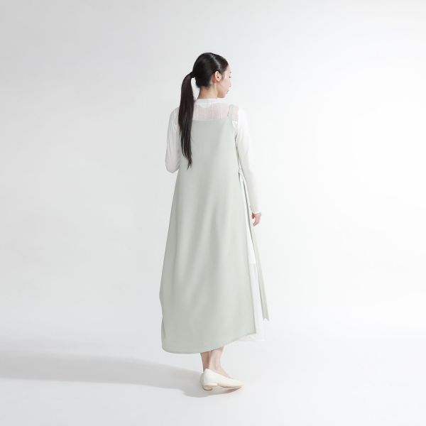 Qiubo_秋波綁帶洋裝_淺綠 