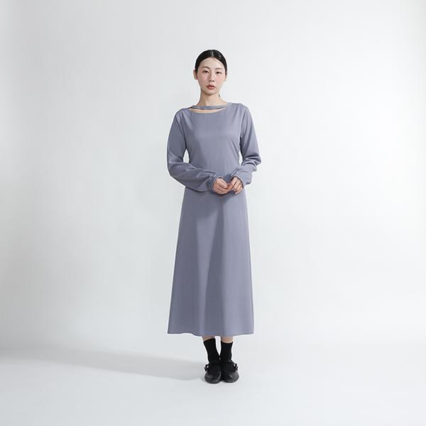 Sincere_真摯綁帶洋裝_灰藍 