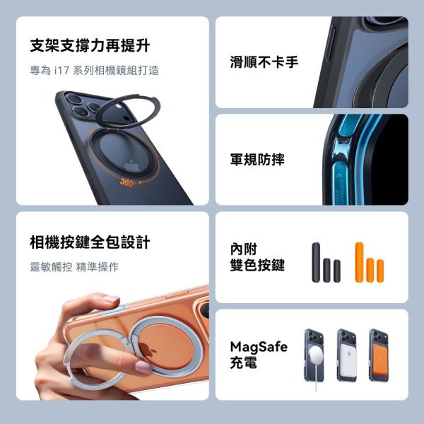 TORRAS Ostand R 相機按鍵 旋轉 支架 防摔殼 手機殼 iPhone Air 17 Pro Max 