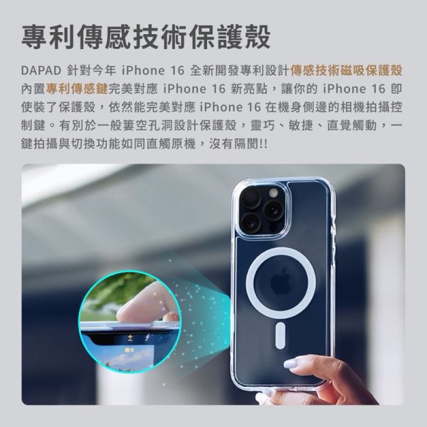 DAPAD 專利傳感技術 保護殼 磁吸式 觸控式 相機 按鍵 包覆 感應式 透明殼 iphone 16 pro max 