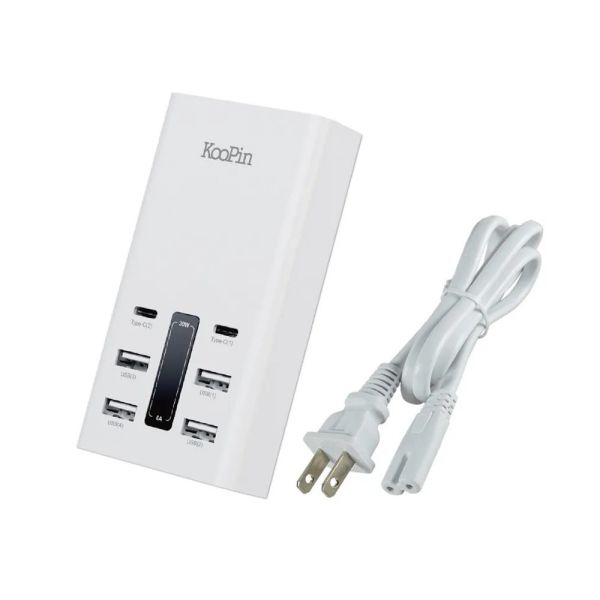 KooPin 30W 智慧分流 六孔 4A 2C 快速充電器 USB Type-C 台灣製造 