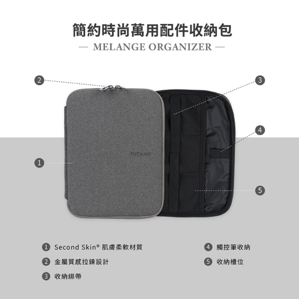 TUCANO Melange 簡約 時尚 萬用 輕薄 線材包 收納包 配件包 