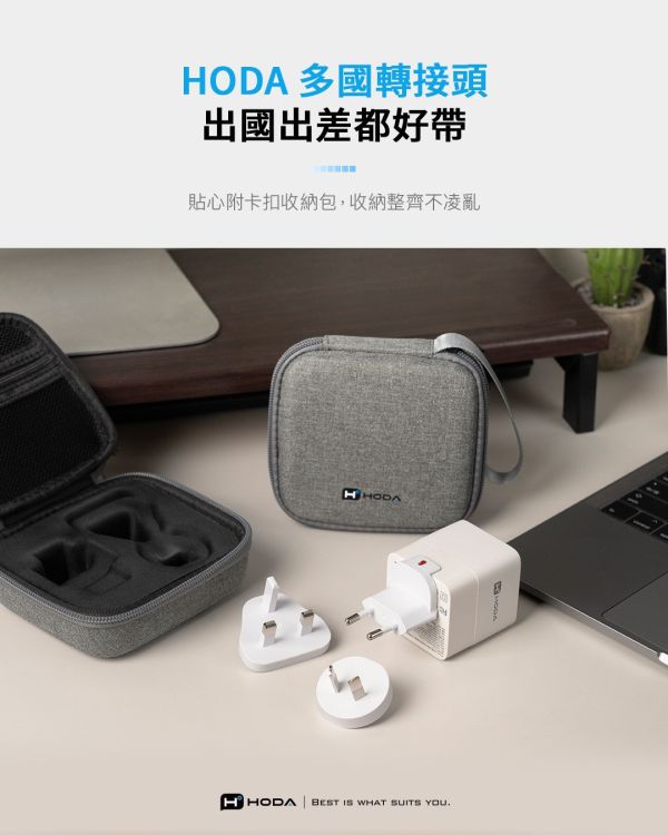 HODA 方形 旅充 卡扣版 萬國 附掛繩 收納包 轉接頭 3入 