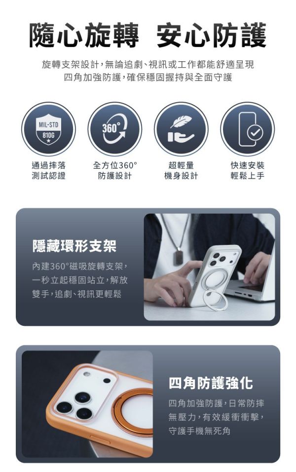 SOLiDE RINGO 360磁吸 支架 手機殼 保護殼 iPhone Air 17 Pro Max 