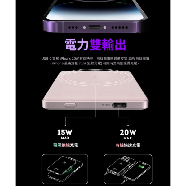 GRAVITY C5 5000mAh 磁吸 無線 行動電源 超薄 MagSafe 適 iPhone 16e 16 s25 