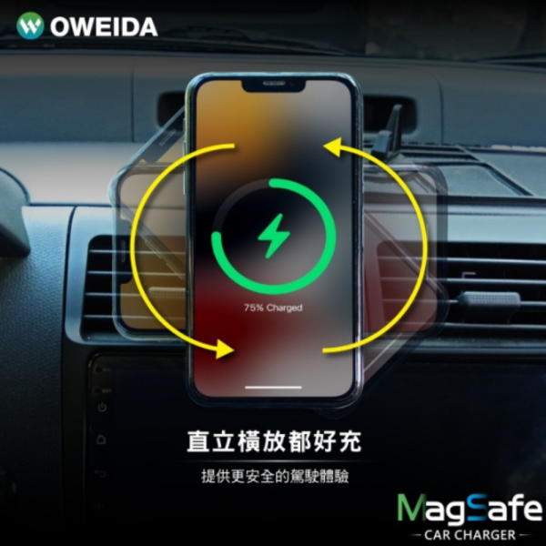 Oweida 15W 磁吸 無線 充車架 PD 車架 充電器 車用 iphone s25 15 16 17 