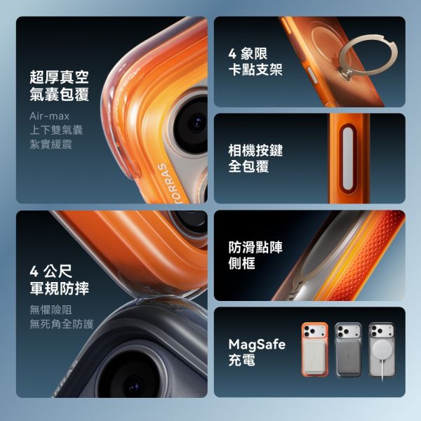 TORRAS Ostand Spin 相機按鍵 支架 氣囊 防摔殼 手機殼 保護殼 iPhone 17 Pro Max 