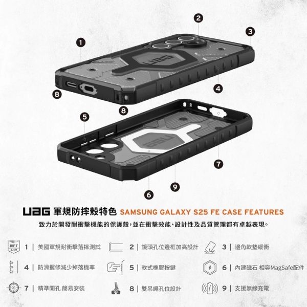 UAG 磁吸 耐衝擊 經典 保護殼 防摔殼 透色款 美國軍規 支援 MafSafe 手機殼 Galaxy S25 FE 