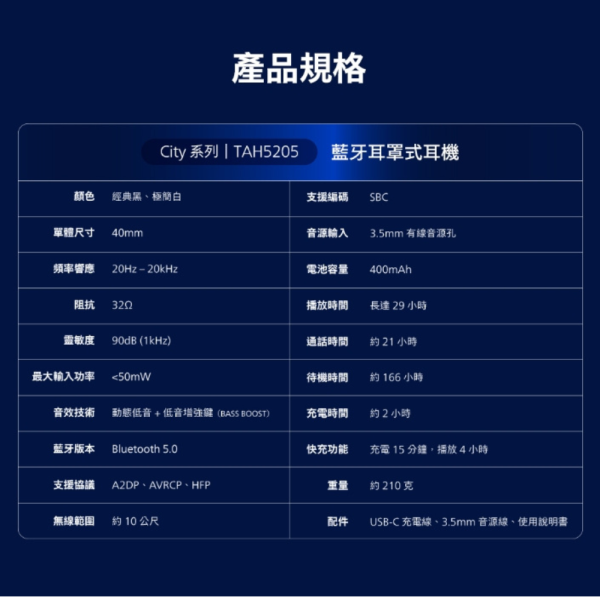 Philips City TAH5205 耳罩式 藍牙 耳機 適 iPhone 16 16e 15 S25 