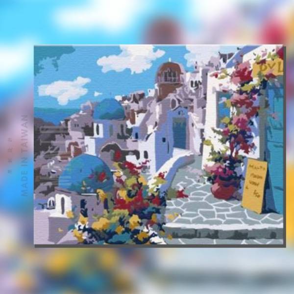 花戀愛琴海(希臘)｜MANTO創意數字油畫(4050) 愛琴海,風景畫,數字油畫,manto,台灣數字油畫,數字油畫批發,數字油畫團購