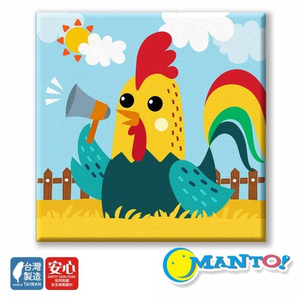 公雞大聲公｜MANTO創意數字油畫(4040) 元氣滿分,雞,數字油畫,manto,台灣數字油畫,數字油畫批發,數字油畫團購