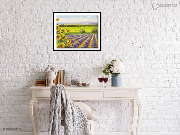 向日葵花田-薰衣草田｜MANTO創意數字油畫(4050) 薰衣草,向日葵,花田,數字油畫,manto,台灣數字油畫,數字油畫批發,數字油畫團購,花卉畫
