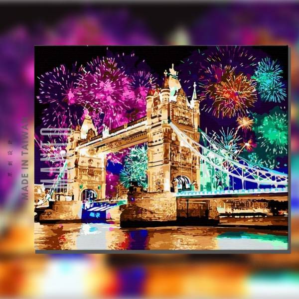倫敦燦爛夜(30色挑戰款)｜MANTO創意數字油畫(4050) 英國,風景畫,煙火,數字油畫,manto,台灣數字油畫,數字油畫批發,數字油畫團購,倫敦