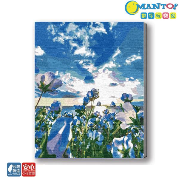 湛藍粉蝶花｜MANTO創意數字油畫(4050) 粉蝶花,數字油畫,manto,數字畫