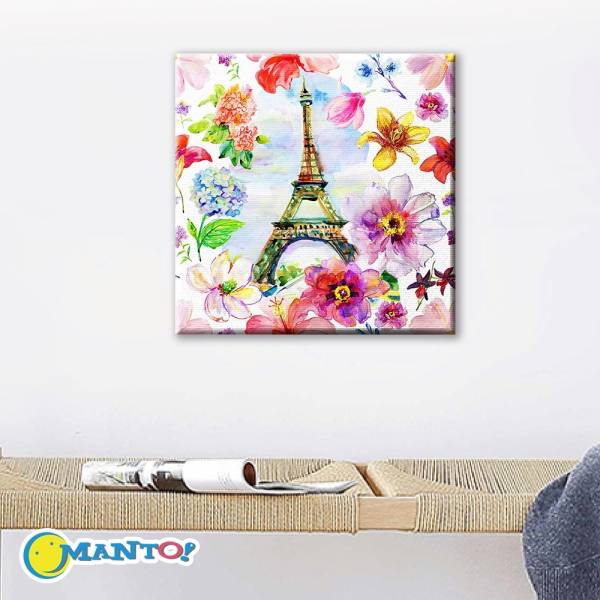 春漾巴黎｜MANTO創意數字油畫(3030) 鐵塔,花,數字油畫,manto,台灣數字油畫,數字油畫批發,數字油畫團購
