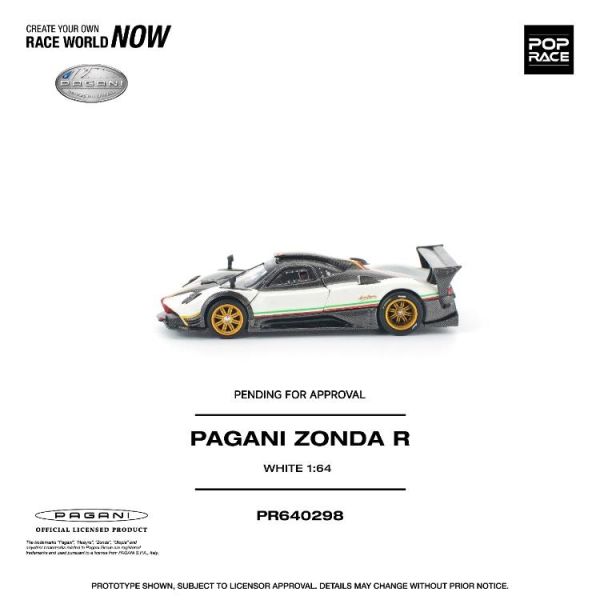 (預購) POP RACE 1/64 帕加尼 PAGANI ZONDA R WHITE PR640298 20260312 POP RACE 1/64 帕加尼 PAGANI ZONDA R WHITE PR640298