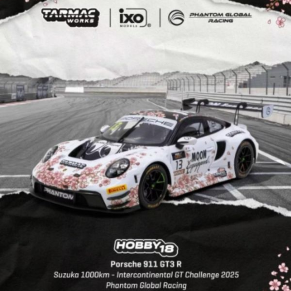 (預購) TARMAC WORKS 1/18 保時捷 HOBBY18 Porsche 911 GT3 R Suzuka 1000km - Intercontinental GT Challenge 2025 T18-008-25SUZ13 20260706 TARMAC WORKS 1/18 保時捷 HOBBY18 Porsche 911 GT3 R Suzuka 1000km - Intercontinental GT Challenge 2025 T18-008-25SUZ13