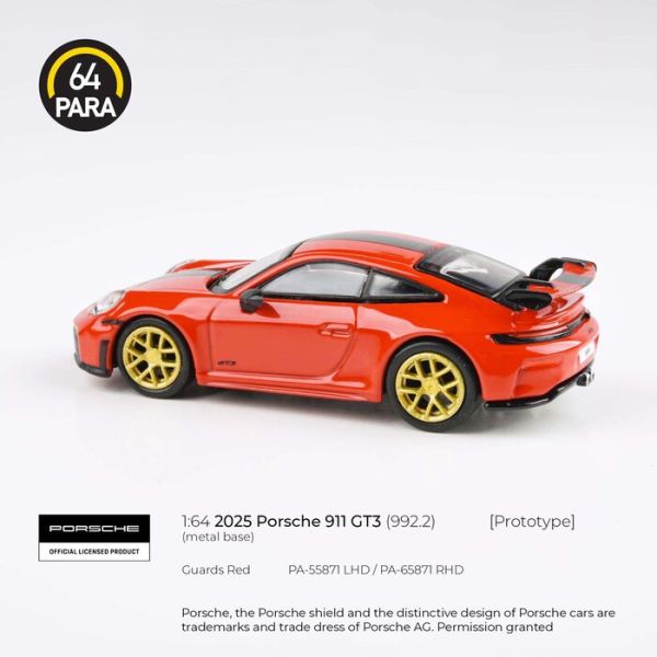 PARA64 1/64 保時捷 2025 Porsche 911 GT3 (992.2) 衛兵紅 PA-55871 PARA64 1/64 保時捷 2025 Porsche 911 GT3 (992.2) 衛兵紅 PA-55871