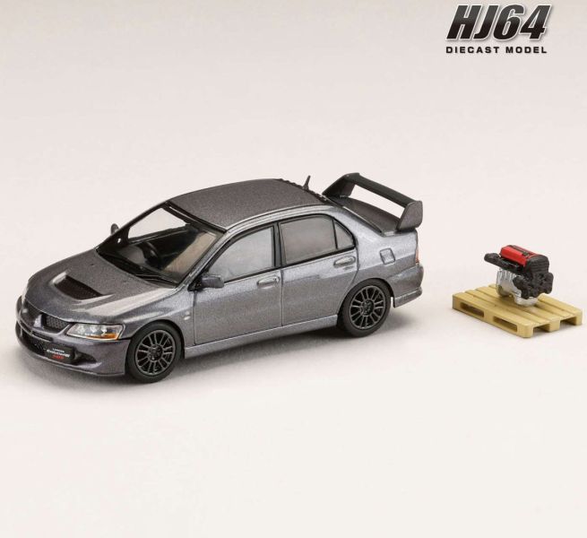 Hobby JAPAN 1/64 三菱 MITSUBISHI LANCER EVOLUTION 8 MR GSR + 展示引擎 灰銀 Hobby JAPAN 1/64 三菱 MITSUBISHI LANCER EVOLUTION 8 MR GSR + 展示引擎 灰銀