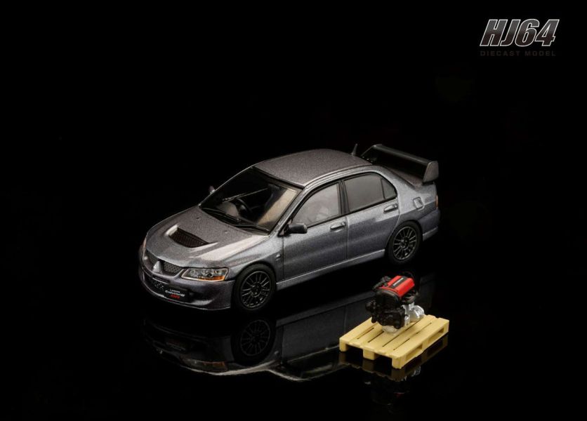 Hobby JAPAN 1/64 三菱 MITSUBISHI LANCER EVOLUTION 8 MR GSR + 展示引擎 灰銀 Hobby JAPAN 1/64 三菱 MITSUBISHI LANCER EVOLUTION 8 MR GSR + 展示引擎 灰銀