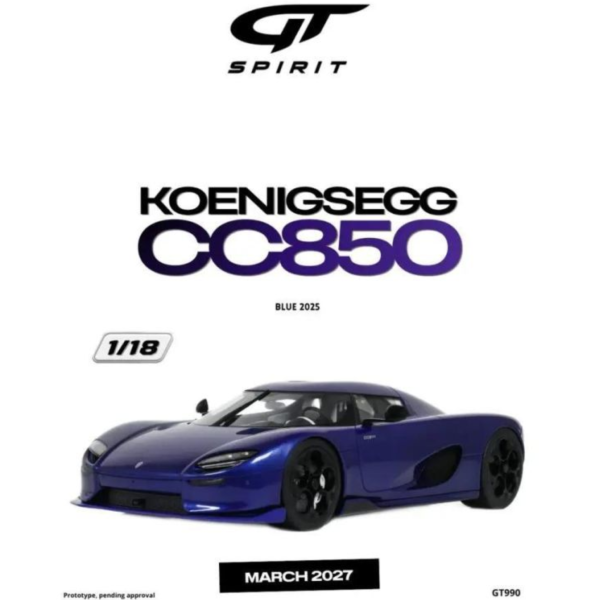 (預購) GT SPIRIT 1/18 科尼賽克 KOENIGSEGG CC850 BLUE 2025 GT990 20260928 GT SPIRIT 1/18 科尼賽克 KOENIGSEGG CC850 BLUE 2025 GT990