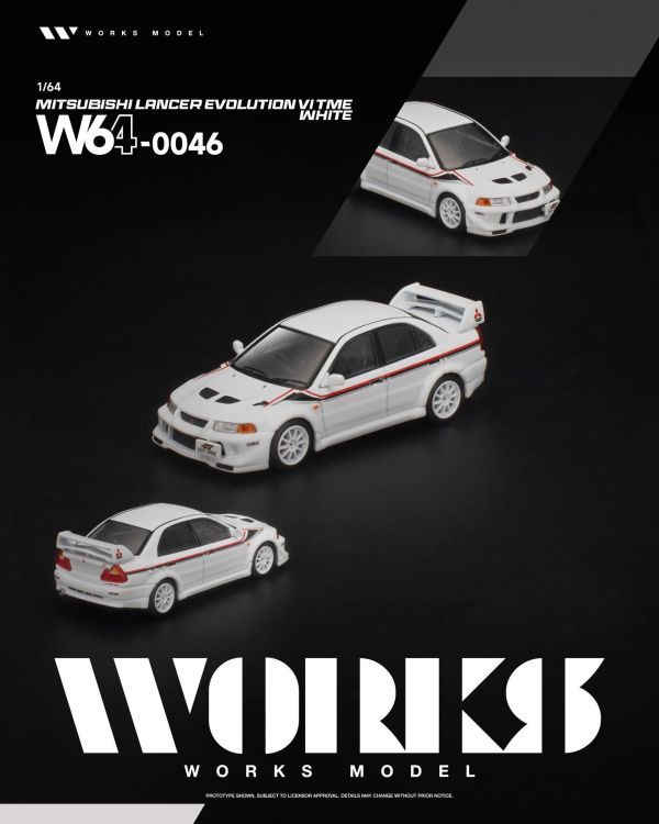 (預購) WORKS MODEL 1/64 三菱 MITSUBISHI LANCER EVOLUTION VI TOMMI MAKINEN WHITE W640046 20261011 WORKS MODEL 1/64 三菱 MITSUBISHI LANCER EVOLUTION VI TOMMI MAKINEN WHITE W640046