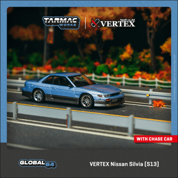 TARMAC WORKS 1/64 日產 VERTEX Nissan Silvia (S13) Blue / Grey T64G-025-PU TARMAC WORKS 1/64 日產 VERTEX Nissan Silvia (S13) Blue / Grey T64G-025-PU