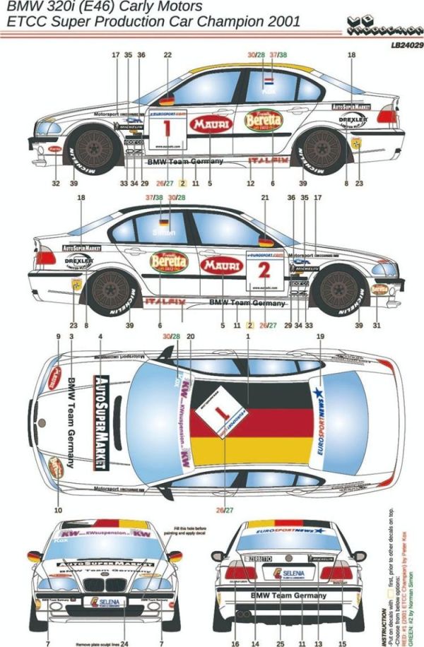 (預購) PLATZ 1/2 寶馬 BMW 320i E46 2001 ETCC Carley Motors車隊 附貼紙4 PN24007LB 組裝模型 20260609 PLATZ 1/2 寶馬 BMW 320i E46 2001 ETCC Carley Motors車隊 附貼紙4 PN24007LB 組裝模型