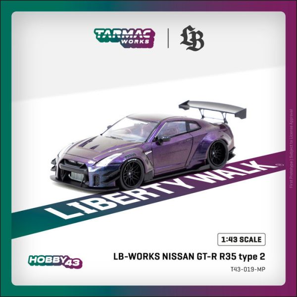 TARMAC WORKS 1/64 日產 NISSAN GT-R R35 type 2 Midnight purple T43-019-MP LB-WORKS TARMAC WORKS 1/64 日產 NISSAN GT-R R35 type 2 Midnight purple T43-019-MP LB-WORKS