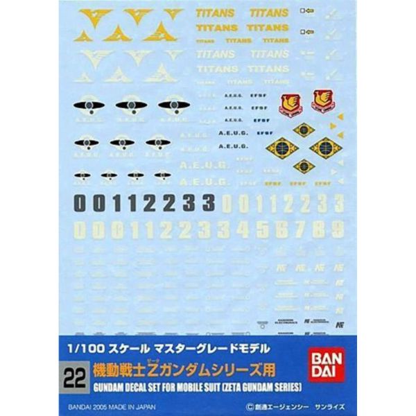 BANDAI 鋼彈專用水貼紙 022 MG 1/100 Z鋼彈系列用 BANDAI,鋼彈,專用,水貼,022,MG,1/100,Z鋼彈,系列,用,