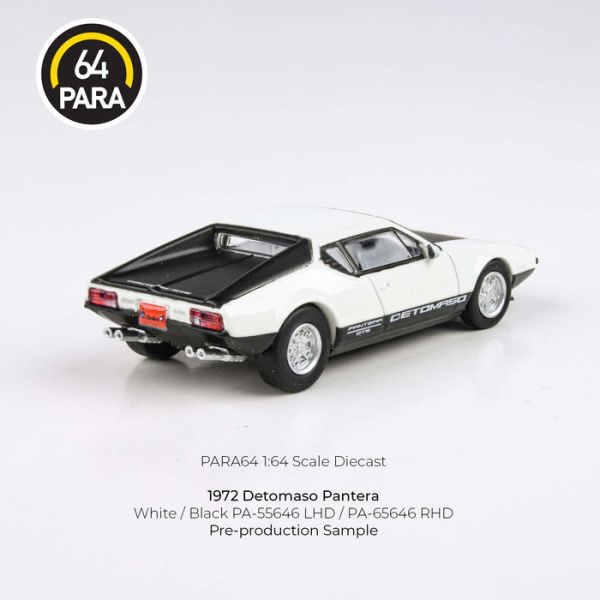 PARA64 1/64 德托馬索 1972 De Tomaso Pantera White / Black PA-55646 PARA64 1/64 德托馬索 1972 De Tomaso Pantera White / Black PA-55646